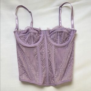 Lavender Lace Corset Bustier Top